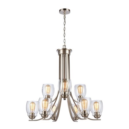 THOMAS Calistoga 305'' Wide 9Light Chandelier, Brushed Nickel CN320922